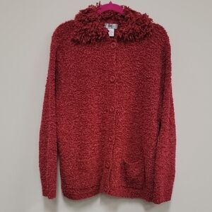 Cozy Red Button-Up Cardigan